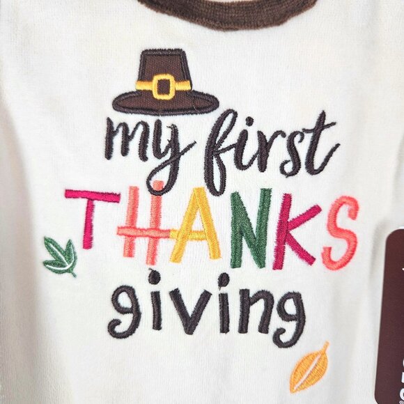Boys Baby Starters My First Thanksgiving Footed Outfit Size 3 Months Turkey Soft - Picture 3 of 9